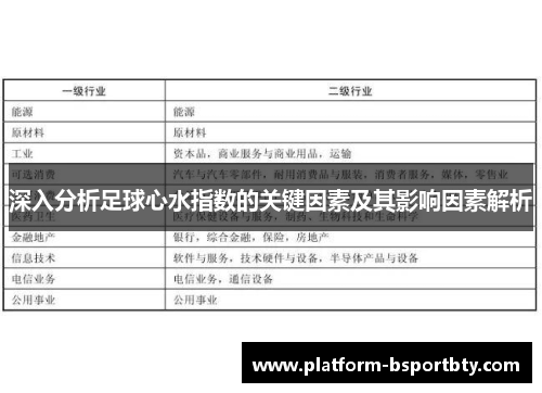 深入分析足球心水指数的关键因素及其影响因素解析